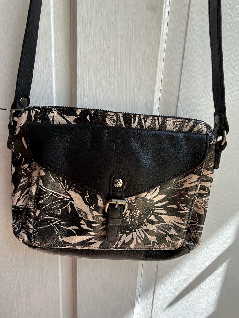 Patricia Nash Black and Cream Floral Convertible Crossbody